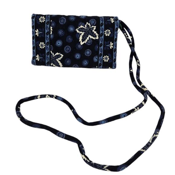 Vera Bradley Crossbody Wallet Blue Coin Pattern Retired Vintage Y2K NWT Quilted - Picture 4 of 12